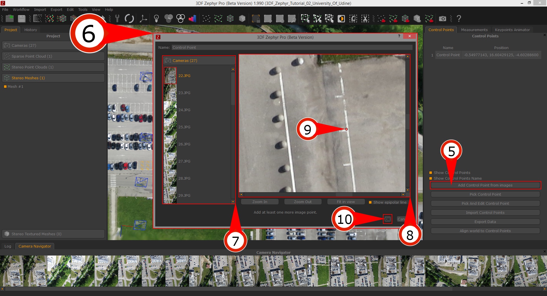 Manage control points and distances in 3DF Zephyr