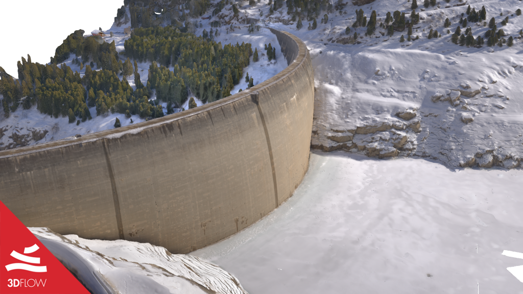 Textured mesh of the Dam, close-up. © Chris Blaser