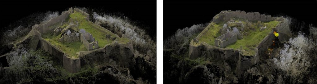 Fig. 2. Scansioni laser delle viste Sud-Est (sx) e Nord-Est (dx) della fortezza. © Giovanni Pancani – DIDA UniFI