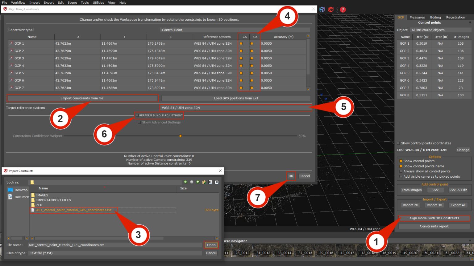 Manage control points and distances in 3DF Zephyr